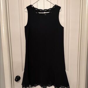 LOFT Black Sleeveless Mini Dress with Scalloped Hem